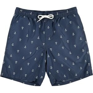 Trunks Surf & Swim Anchor Print Swim Trunks Navy Blue Large Mens Shorts